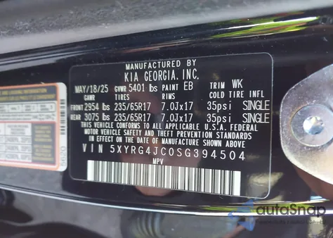 2025 Kia Sorento Lx from USA, damaged, VIN 5XYRG4JC0SG394504